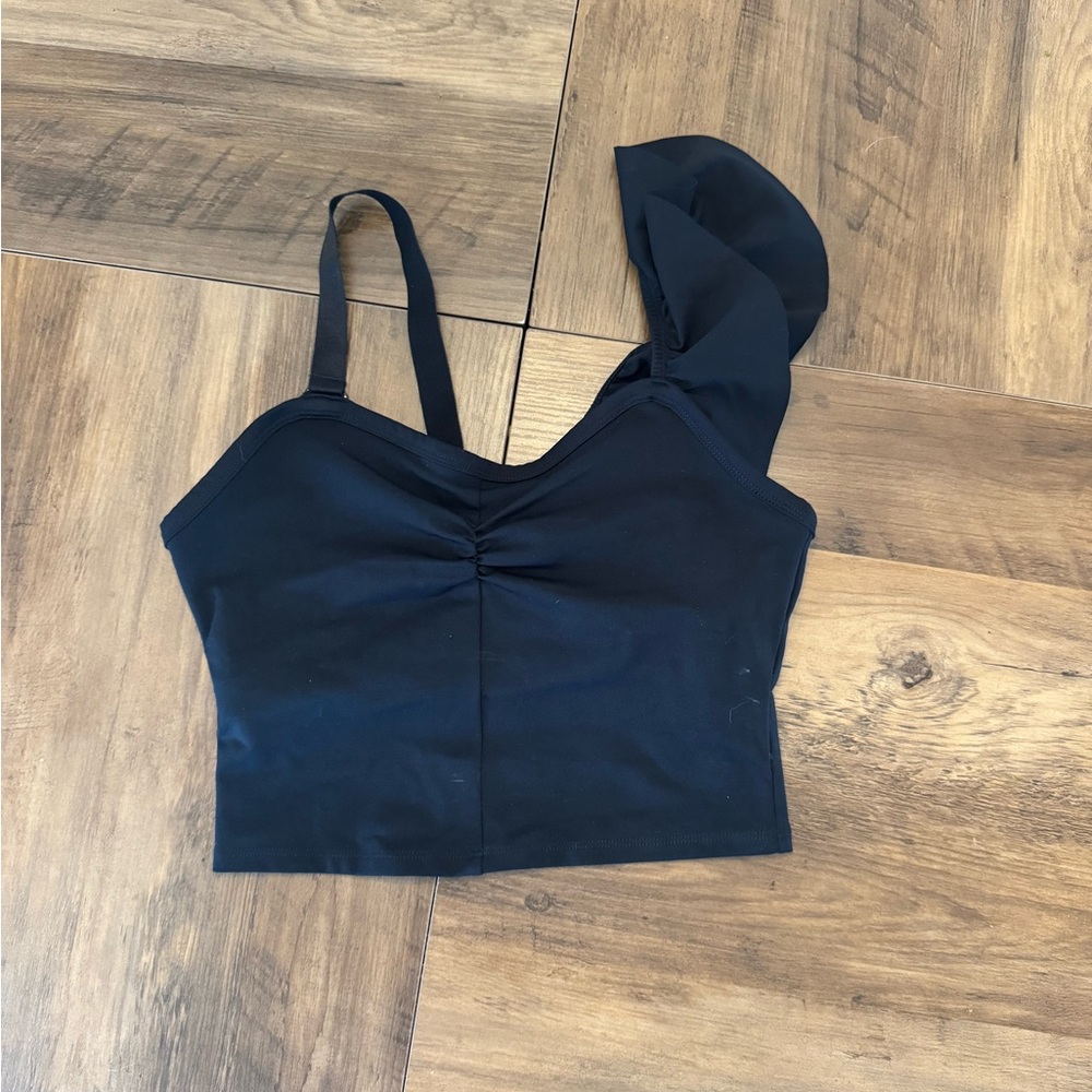 Fabletics Black Ruffled One-Shoulder - Picture 2 of 2